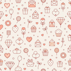 valentine day minimalist doodles for seamless pattern tile, light background