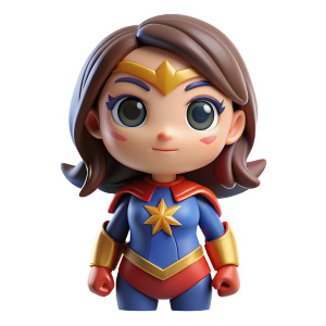 cute 1girl hero style marvel fusion DC comics, full body, chibi, super deformation, flat colors, white background, sticker