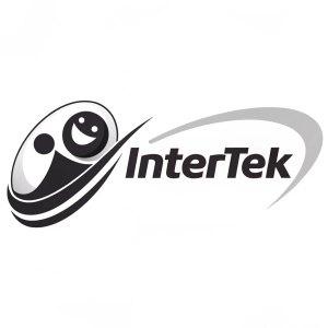 Digital illustration of the Intertek logo featuring a sleek, modern design with a friendly, black and white color scheme. The logo includes a smooth, curving shape on the left, paired with the word 'Intertek' in a bold, stylized font.
