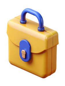 yellow business briefcase with blue lock