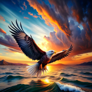 eagle flying sea 3d 