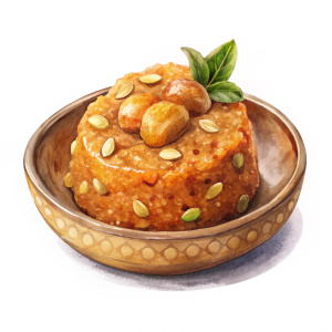 Suji ka halwa on white background
