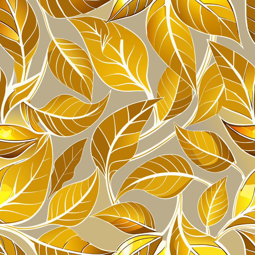 golden leaves with silver veins and outlines