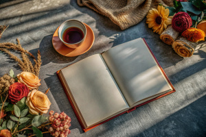 open book mockup turned to the camera minimalist, feminine and aesthetic