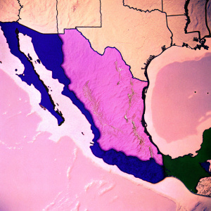 Interactive map highlighting the Mesoamerican region with distinct colors for Aztec, Maya, and Inca territories.