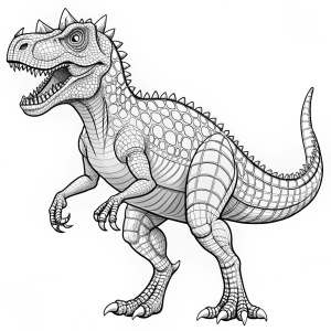 Crea la imagen de un dinosaurio carnotauro para colorear solo as los contornos negros que no tenga colores