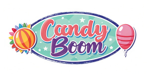 high-quality logo on a white PNG background for the CANDY BOOM candy store