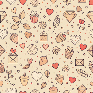 valentine day minimalist doodles for seamless pattern tile, light background