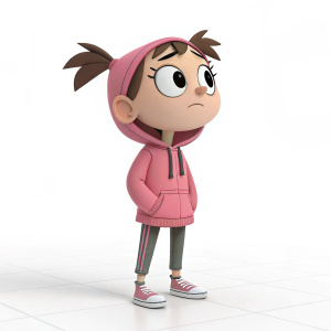 3D digital rendering of Gwen from Total Drama Island. Simple, cartoonish style. White background