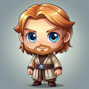 cartoon chibi of obi wan Kenobi 