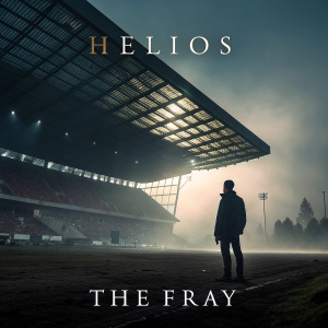 The album cover for 'Helios' by The Fray. An abstract stadium structure composed of numerous tiny elements. Dark and moody color palette
