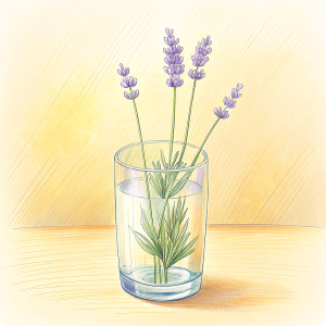 a lavender in a glass cup, Background is clean and pure