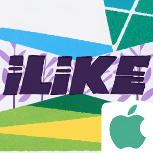 Modern graphic logo for IL!KE. Features premium reseller status from Apple. Bold design with abstract elements, typography, and the Apple logo on the right side. Color scheme includes black, white, and purple. Emphasizes brand identity and Apple association.
