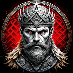 walhalla, viking warrior,  runics face, black work, white backrounds