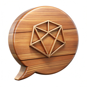 wood rpg speech bubble with, 3d emoji style