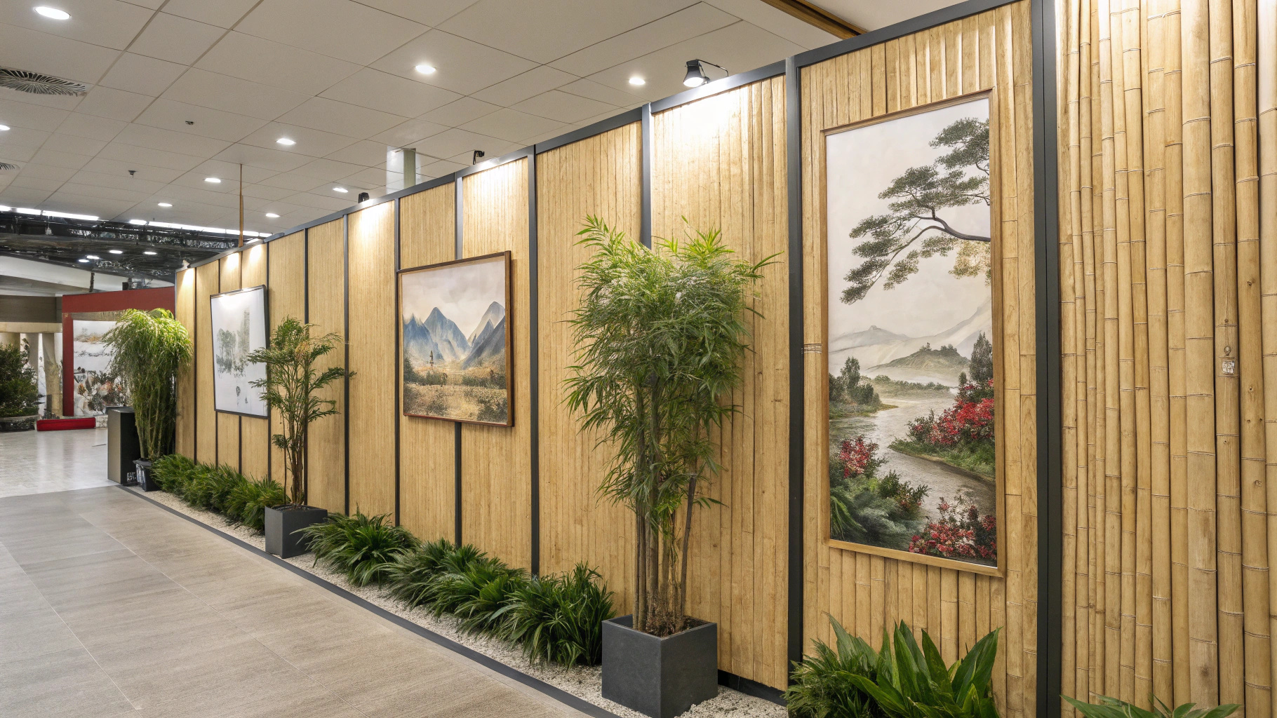 bamboo panels can be beautifully complemented with natural artwork.