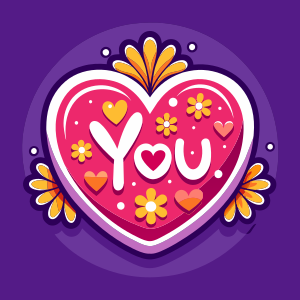 valentine day sticker with text love you
