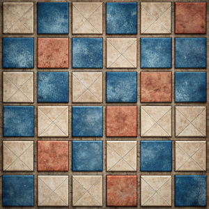 The floor tiles are arranged in eight rows horizontally and nine columns vertically.