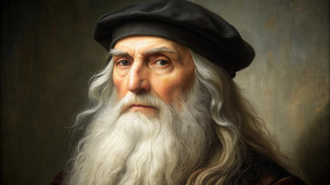 portrait of the artist Leonardo da Vinci, realistic image