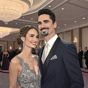 Kevin Richardson and Mandy, dressed in formal attire, posing for the cameras at the glamorous Gravitas Ventures award ceremony.