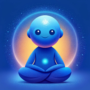 cute meditation abstract icon, with blue colors 