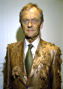 Donald Tusk wearing dirty clothes