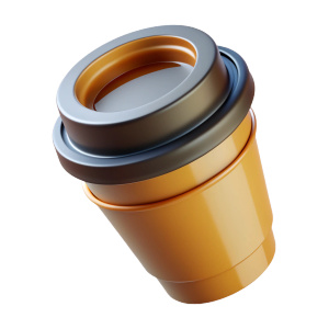 transparent coffee disposable cup viewed from front