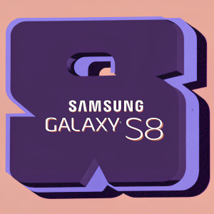 Samsung Galaxy S8 logo. Sleek and modern design. Simple sans-serif font in blue. Centered on white background. Emphasizes brand's contemporary aesthetic.