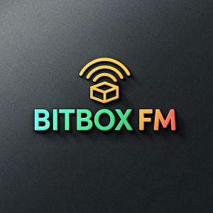 Modern logo design for Bitbox FM. Bright colors and sleek fonts.