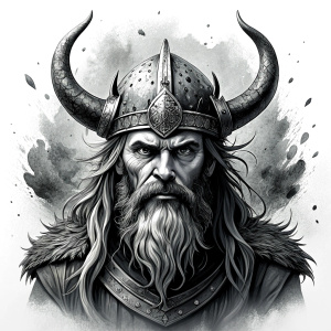 viking perfect realistic art, high-definition, high-definition grey and black, white background 