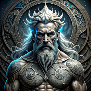 Nordic God Njörd, The Norse Sea God - perfect realistic art, high-definition grey and black, white background tattoo design