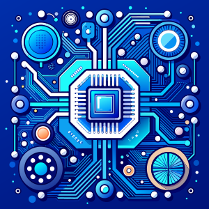 circuit board blue white background