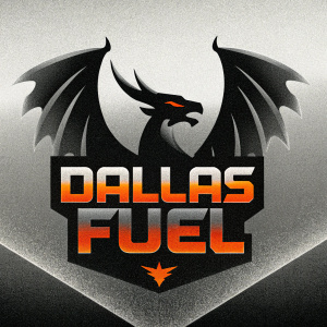 The official logo for Dallas Fuel, a team in the Overwatch League. Black and orange color scheme, with a dragon-like emblem.
