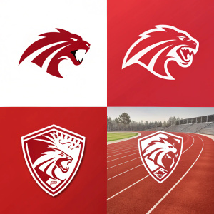 Creative logo concepts for Aletica Sports. Vibrant red and white hues, modern graphic designs, digital artwork