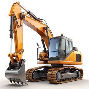Futuristic Excavator Machine New isolated on white background

