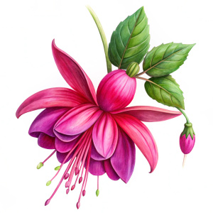 Hot fussia pink flower botanical