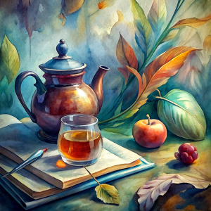 Meanwhile, in the autumn and winter, she brewed herself a delicious hawthorn tea in a teapot, took out an inkwell – she still used a feather dipped in a jar of ink – and wrote. In a journal bound in thick leather, fastened with a flower-shaped lock, on handmade thick paper, she recorded everything that moved her and was worth preserving."






