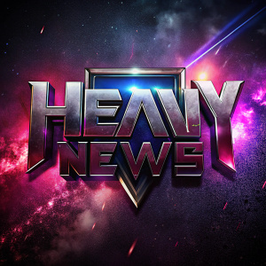 Надпись Heavy NEWS, объемные стальные буквы, сталь, метал, брутальный стиль, цвет фона малиново-белый металикк, качество 4К