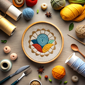 Could you design me a logo with thread weaving, details, crafts and cooking?