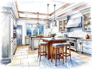 modern kitchen sketch