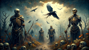 skeletons and crows