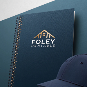 Foley Rentable logo design. Dark blue background with the brand name in a sleek, modern font.