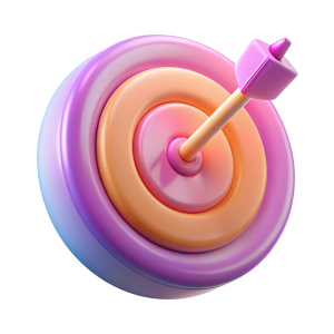 3d darts target icon without background in orange and blue colors