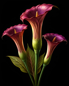 красивые цветы Аморфофаллус титанический светлый, on the black background
