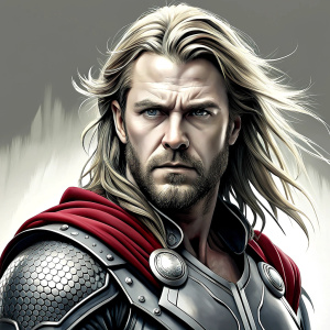 thor perfect realistic art, high-definition, high-definition grey and black, white background 