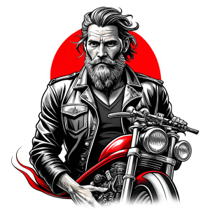 motorcycle biker tattoo design - perfect realistic art - high-definition - grey and black - white background 