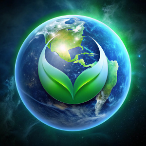 Crea un logo che cattura lo spirito dell'ecosostenibilità per un'azienda dedicata alla vita verde: immagina un'immagine iconica, come un globo terrestre stilizzato con linee pulite e moderne, su uno sfondo nero per massimizzare l'impatto visivo. Utilizza una palette di colori che vanno dal verde al bianco, con tocchi di oro metallizzato per aggiungere raffinatezza. L'obbiettivo è comunicare un impegno verso l'ambiente e un'elevata qualità attraverso un design distintivo e memorabile.