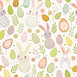 easter minimalist doodles seamless pattern tile, white ground