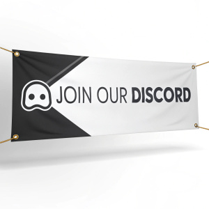 A sleek banner promoting Discord. The design features a minimalist Discord logo on the left, 'Join Our Discord' text in the center, and a clean, modern aesthetic.