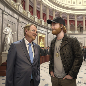 Joe Lamond, President of NAMM, alongside country music artist Eric Paslay, at a reception focused on music education in the U.S. Capitol building.